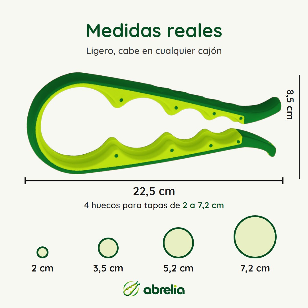 Medidas del abridor Abrelia